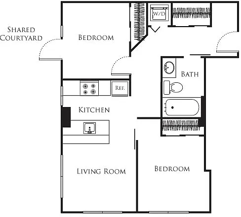 Floor plan Micro Two Bed - F2c 229