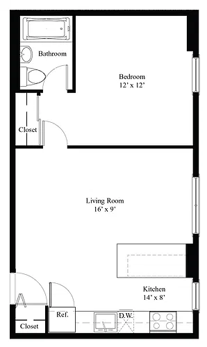 Floor plan 1 Bedroom 1 Bath
