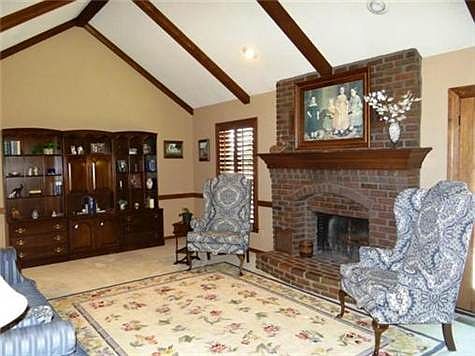The Great Room With Vaulted Ceilings, Brick Wood-Burning Firepla