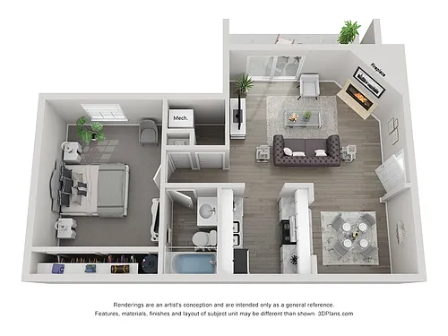 Floor plan 1x1 LG RENO