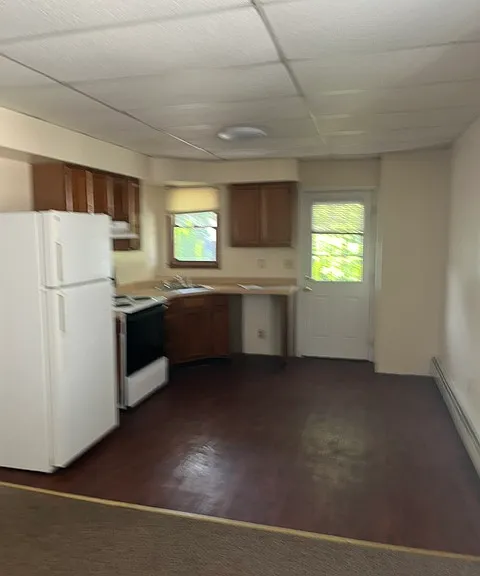 Kitchen with back entrance from the dining area