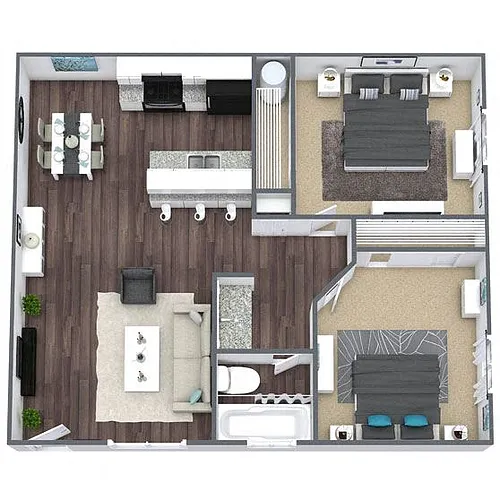 Floor plan B1: 2 Bed 1 Bath
