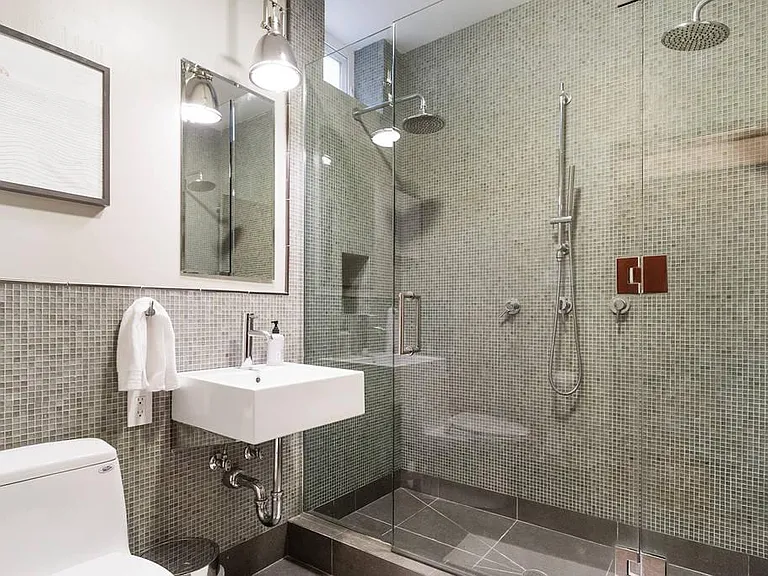 Luxury Double Rain Shower with Floor to Ceiling Ann Sacks Gl