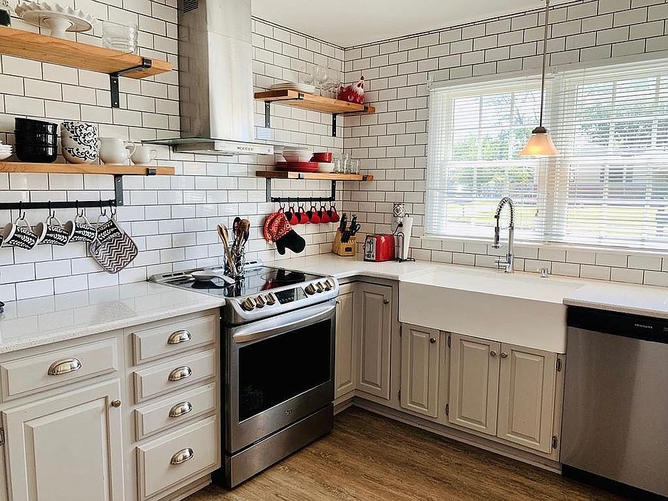 Kitchen with farm sink