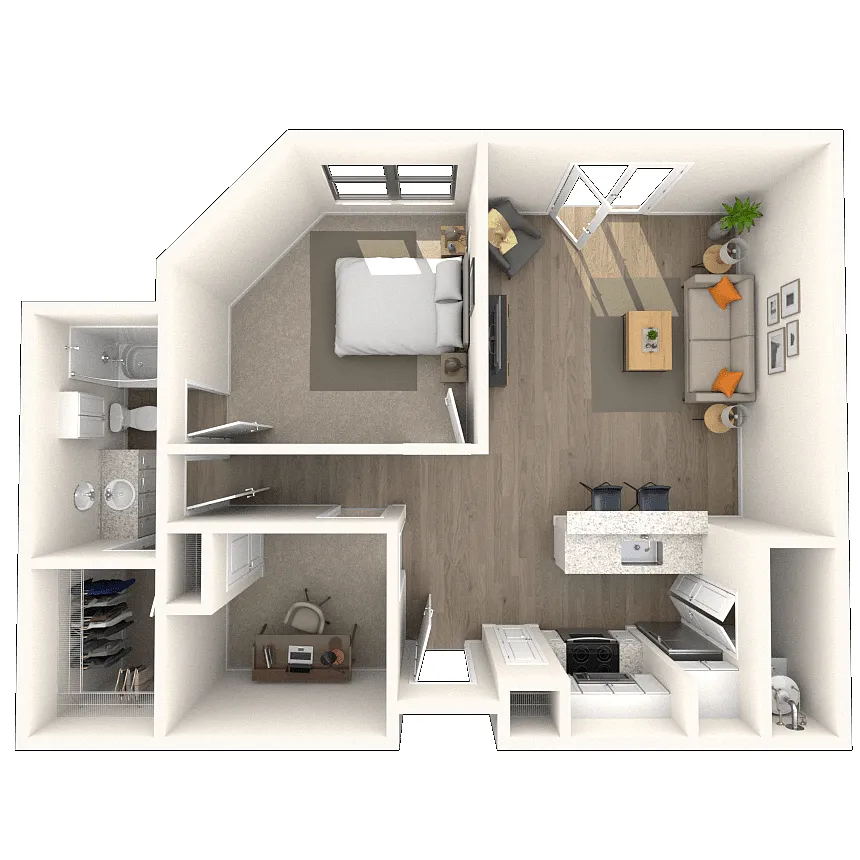 Floor plan Traditional 1x1 1055 SF