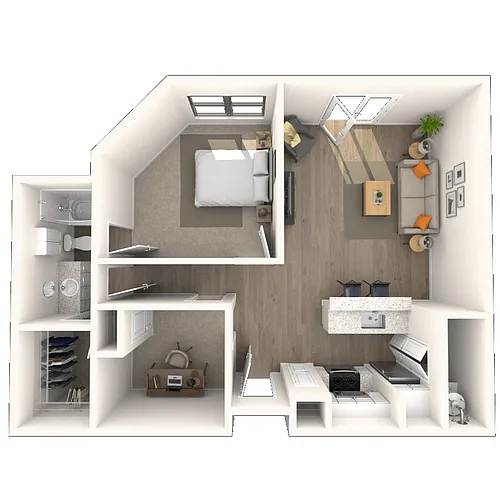 Floor plan Traditional 1x1 1055 SF