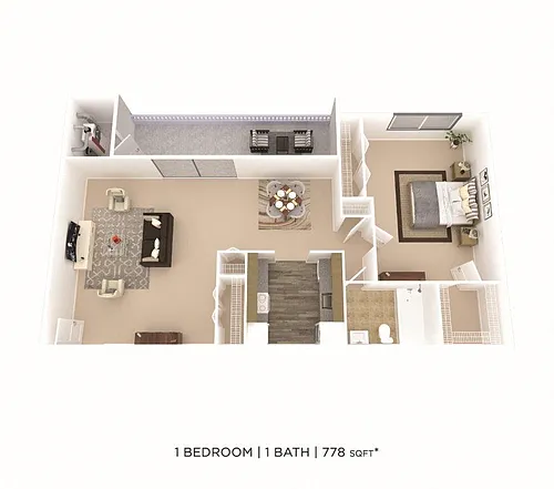 Floor plan One Bedroom - 778 sqft