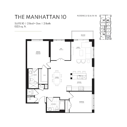 Floor plan 2 Bedroom + Den - The Manhattan 10