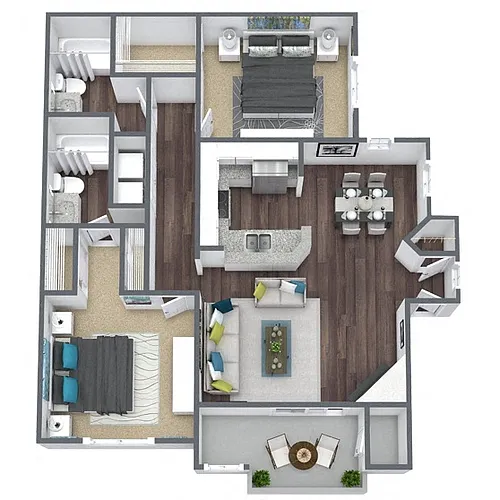 Floor plan B2: 2 Bed 2 Bath