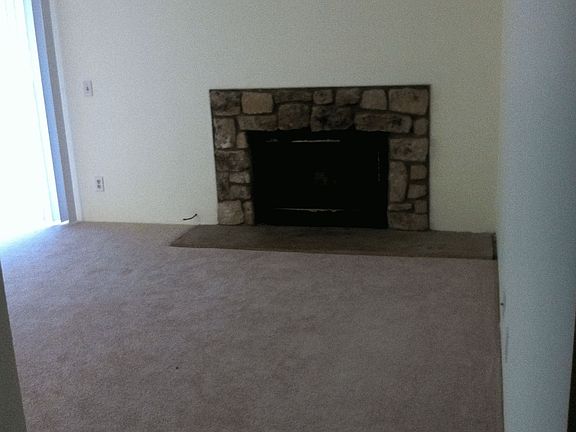 wood burning fireplace in LR