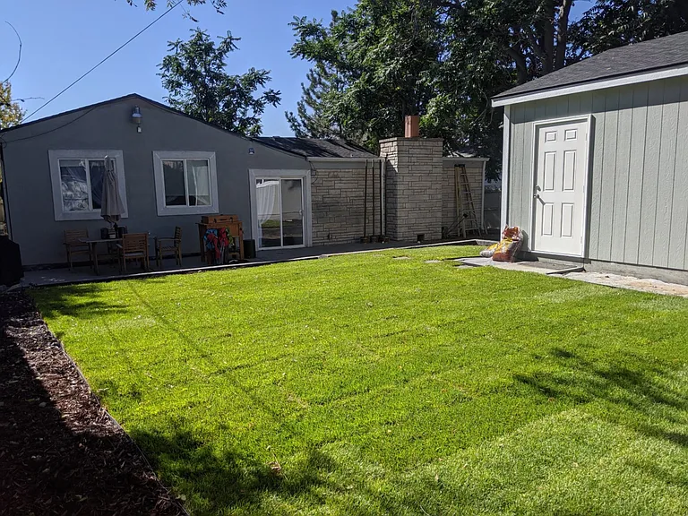 Back yard and patio.
Garage will not be available for use.