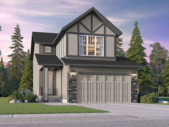 Exterior rendering of the Versa Tudor by Brookfield Residential in Calgary.