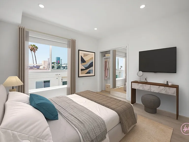 Bedroom with Large-Size Windows, Mirrored Closet, and Recessed Lighting - Blondie Floor Plan