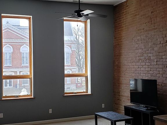Living room with view of the Courthouse