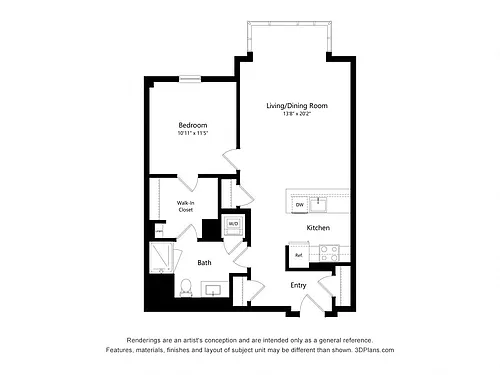 Floor plan A06 - 1 Bedroom