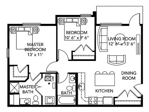 Floor plan B2 - Renovated