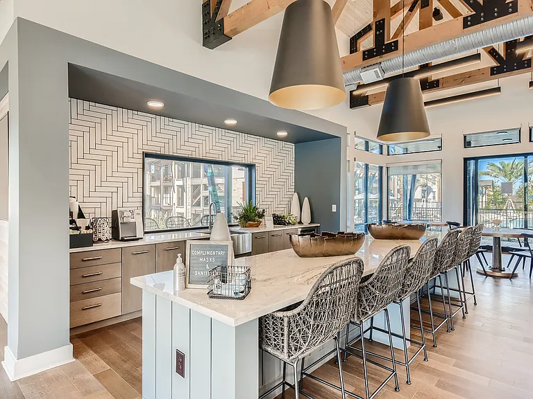 Communal kitchen with coffee bar
