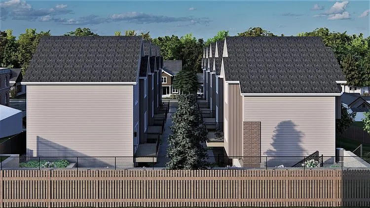 Side rendering of Lyric Townhomes.
