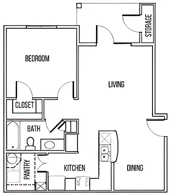 Floor plan 1 Bed 1 Bath