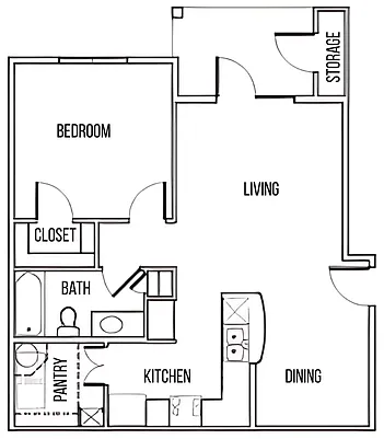 Floor plan 1 Bed 1 Bath