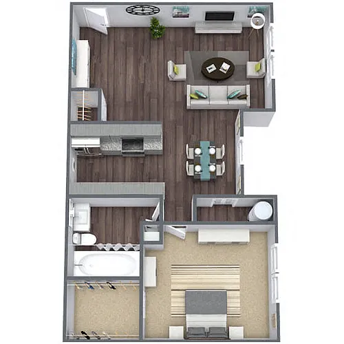 Floor plan A2: 1 Bed 1 Bath
