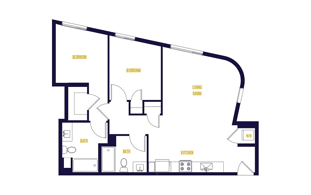 Floor plan 2 Bed/2 Bath-B7.0