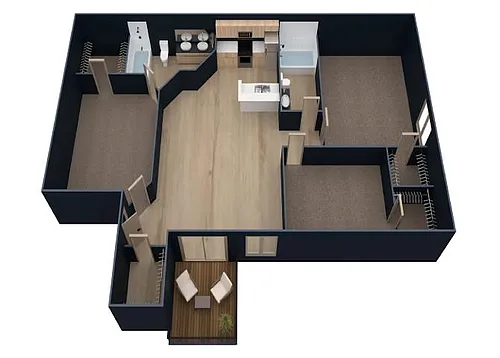 Floor plan C1-3 Bedrooms, 2 Bathrooms