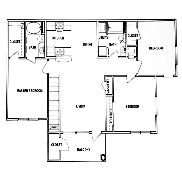 Floor plan Three Bedroom Upstairs