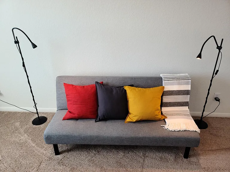 Futon located in the flex room in the second floor