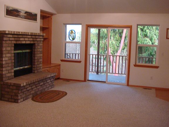 Brick fireplace back deck