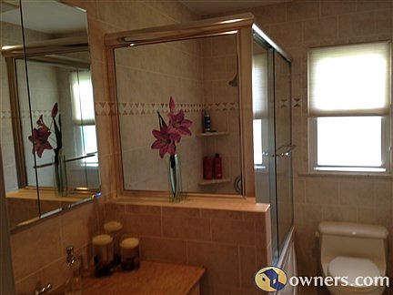 One of two full bathrooms