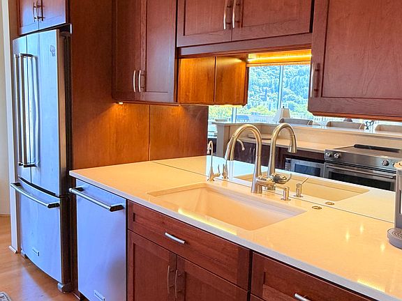 Recessed lighting is thoughtfully placed throughout the condo.