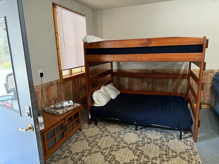 A new bedroom was built here with a single queen bed.