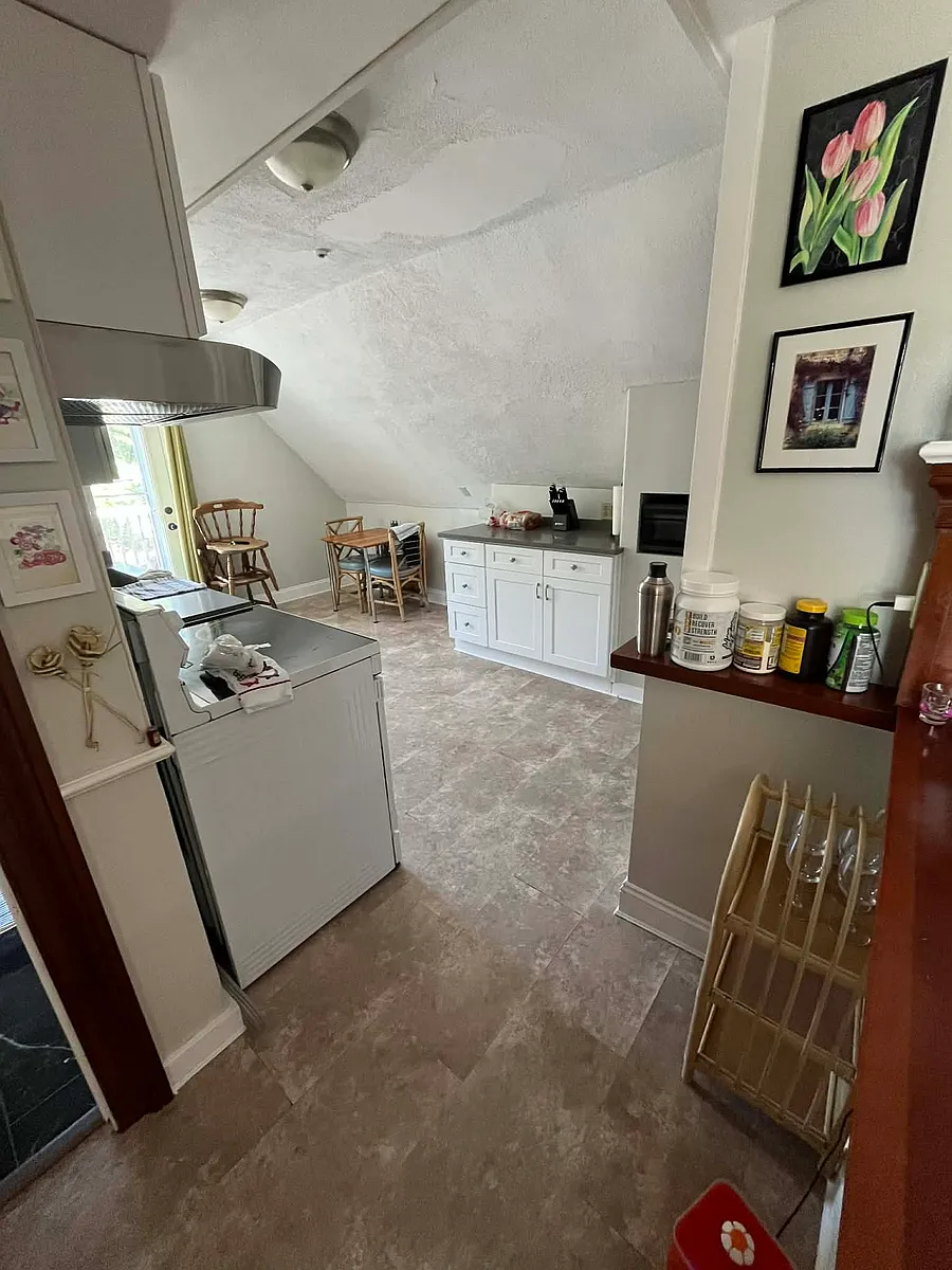 the other angle of the kitchen from the living room's view. - 178 Centre St #3