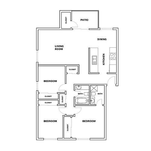 Floor plan 3x2 1196 sqft - Avanti Renovation