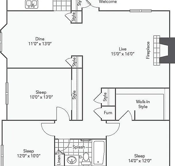 C2 | 3-Bedroom Floorplan C2 | 3-Bedroom Floorplan