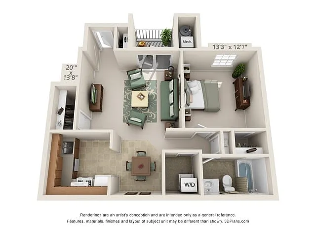 Floor plan 1-Bedroom 1-Bathroom