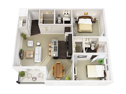 Floor plan Two Bed, Two Bath B