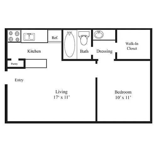 Floor plan 1 Bed 1 Bath