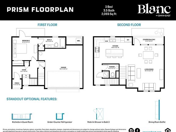 First and Second Floor Plan with Options