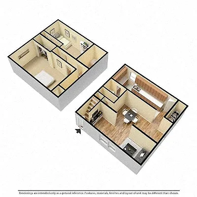 Floor plan 2 bedroom townhome