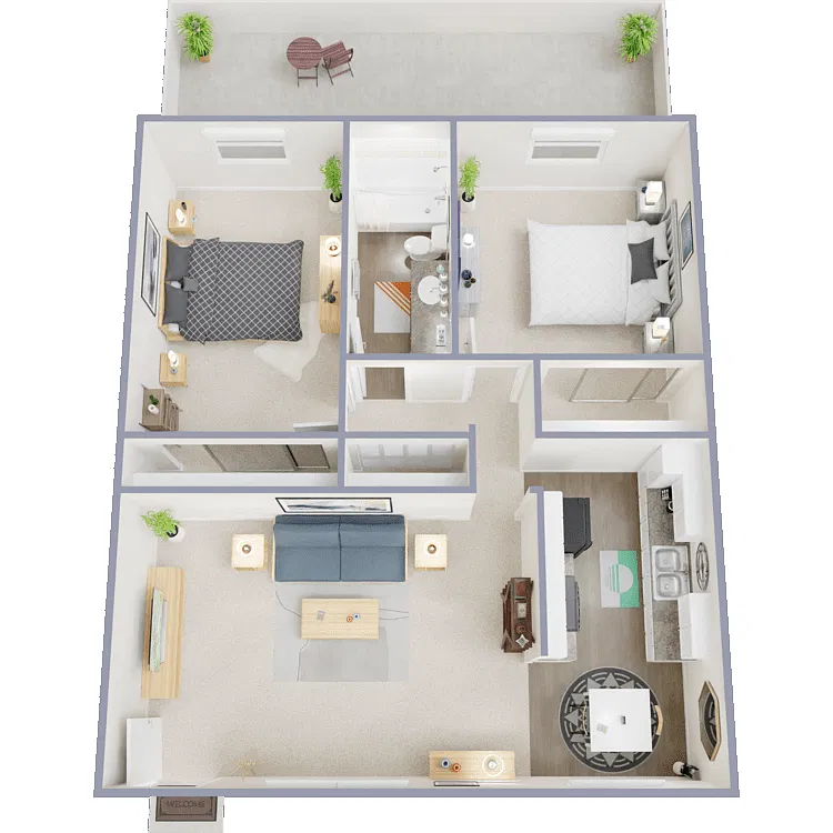 Floor plan 2 Bed 1 Bath A