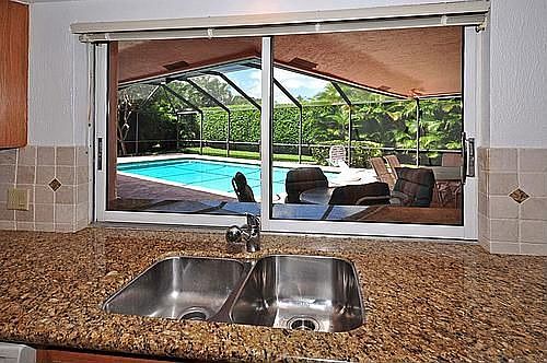 Granite countertops in kitchen