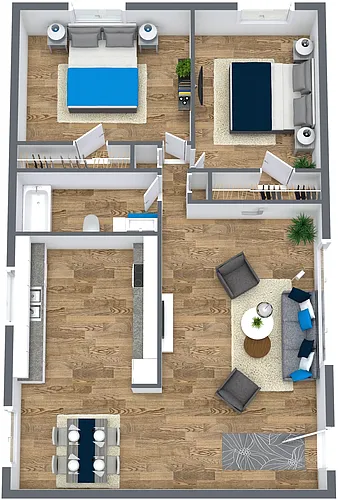 Floor plan 2 Bedroom 1 Bathroom
