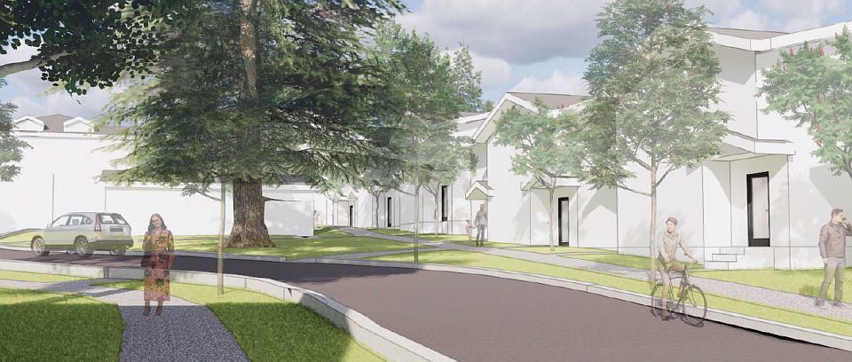 Community road and exterior rendering