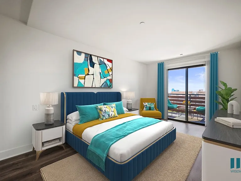 Large-Size Bedroom with Vinyl Flooring and a Balcony