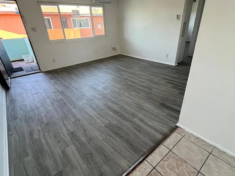 Entry door to living room.