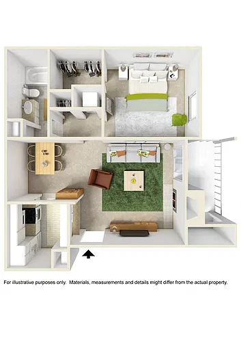 Floor plan Med 1 bedroom 1 bath