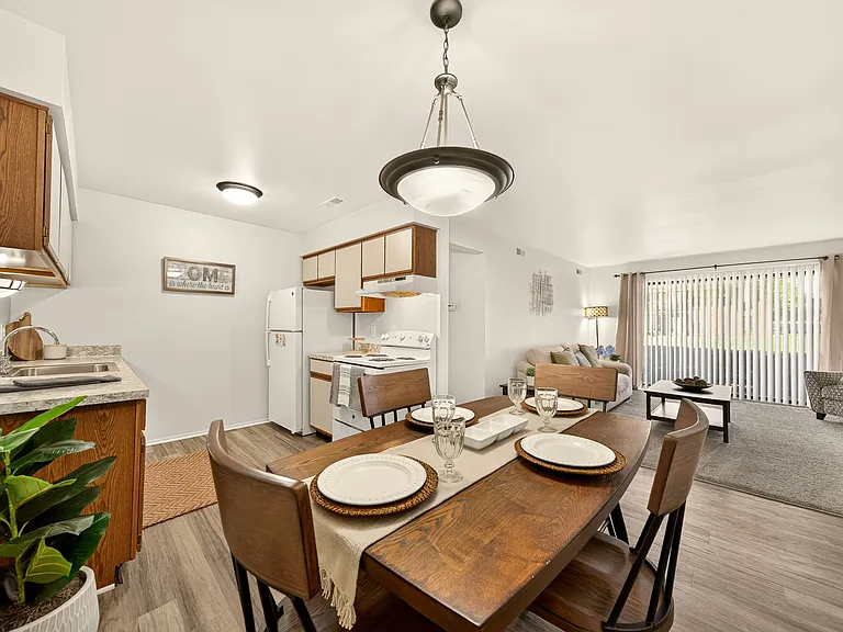 Spacious dining room area at Eastwood Village Apartments in Clinton Township, MI.