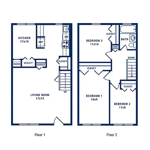 Floor plan 3 Bedroom 1 Bath D